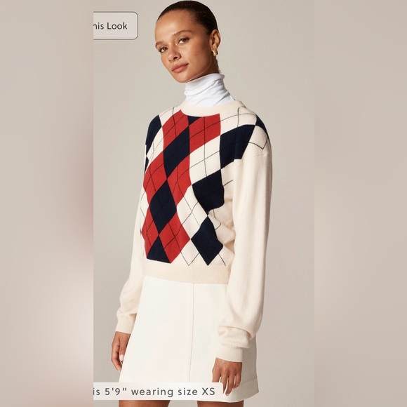 J. Crew Sweaters - J.Crew Perfect cashmere crewneck sweater in argyle